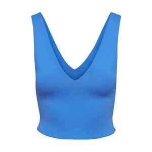 Aritzia Babaton Contour V-Neck Tank Bra Contour-luxe Blue Size Small Cropped